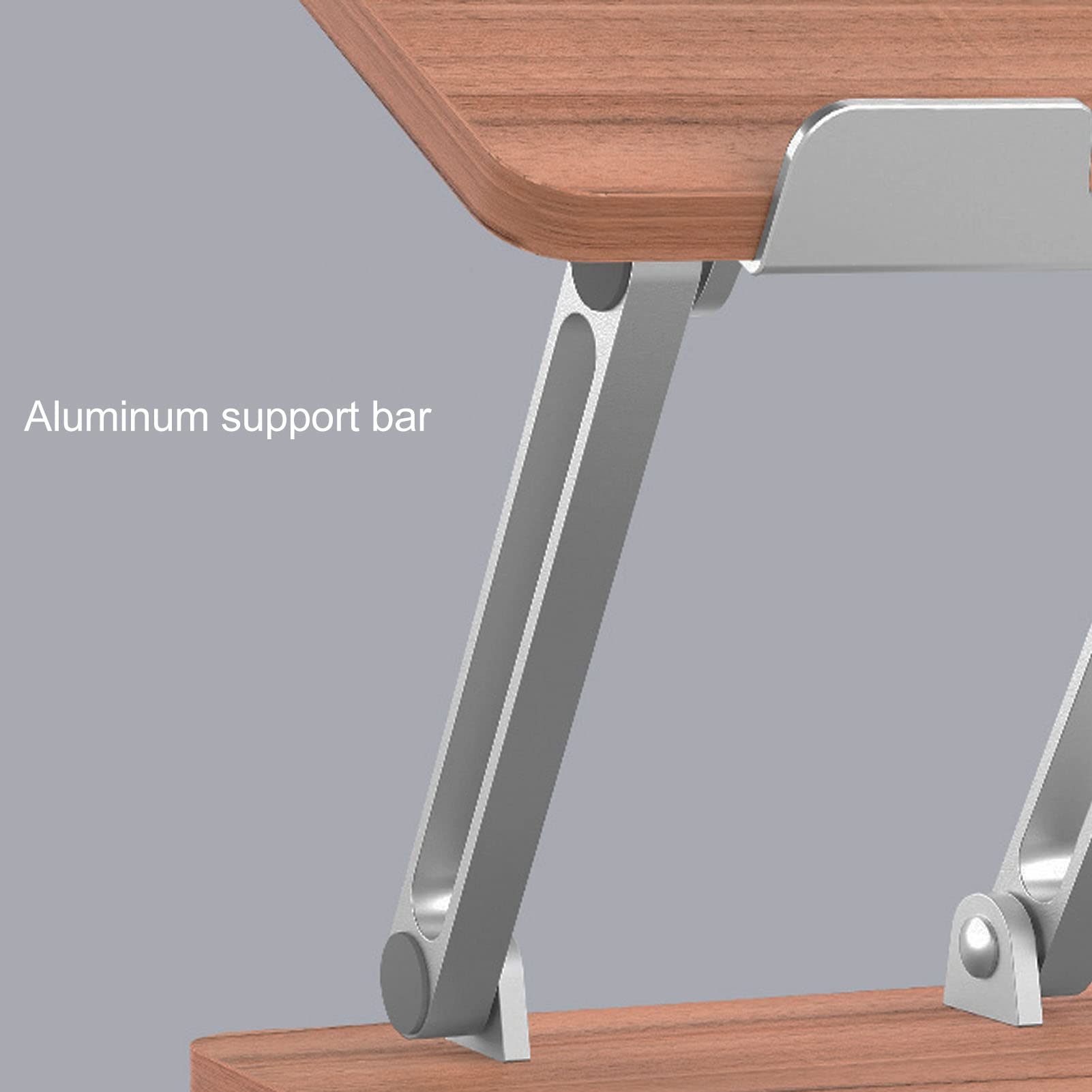 Agatige Supporto per laptop in legno, supporto per laptop pieghevole Supporto per notebook ergonomico con angolo regolabile in altezza con supporto in lega di alluminio per telefoni