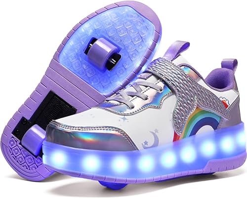 RESLIDE LED Roller Skate Shoes for Kids Boys Girls Shiny Roller Skates Skate Shoes for Retractable Wheels Skateboarding Shoes for Birthday Party Gift