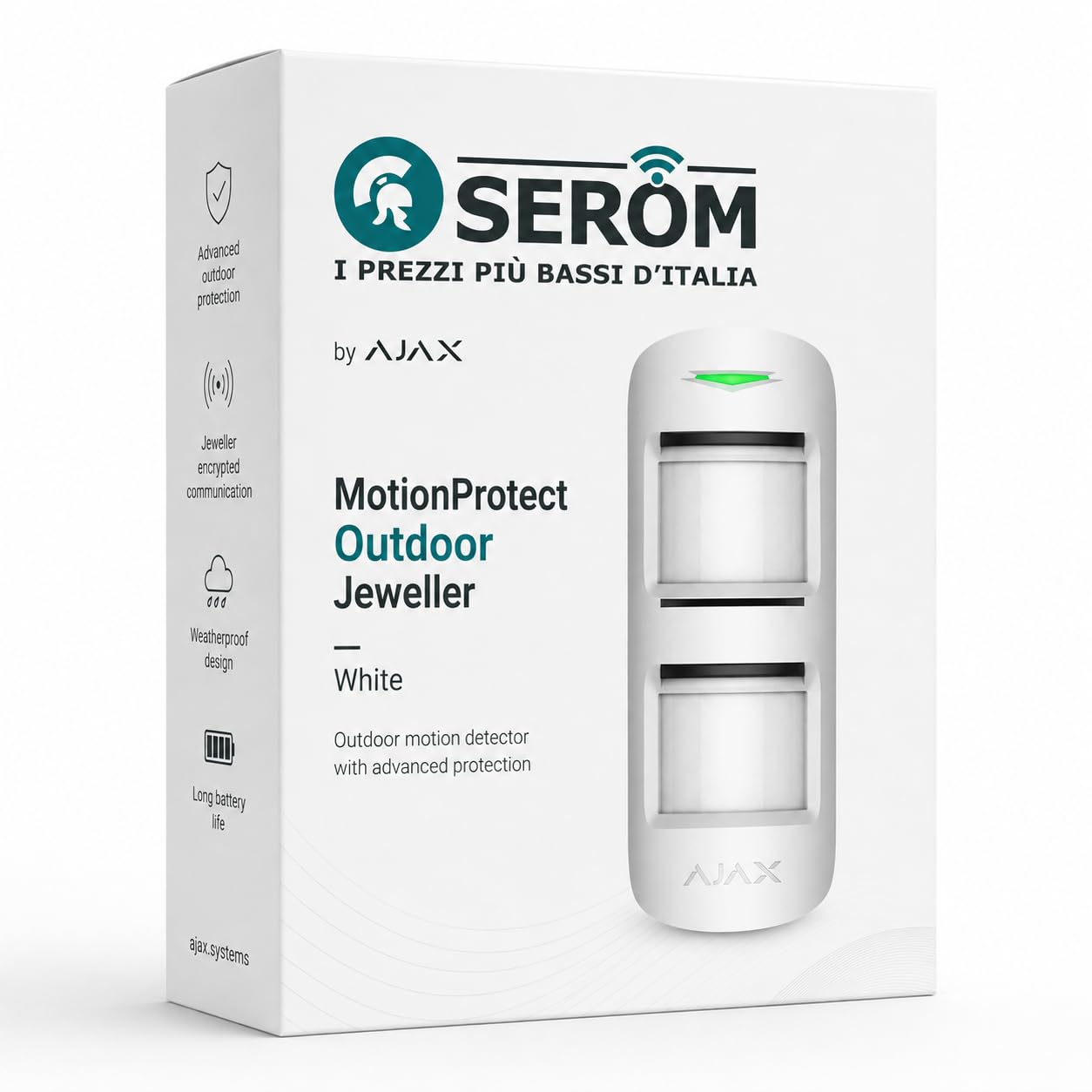 MotionProtect Outdoor Jeweller - Sensore Movimento Wireless da Esterno Bianco - 38197.33.WH1