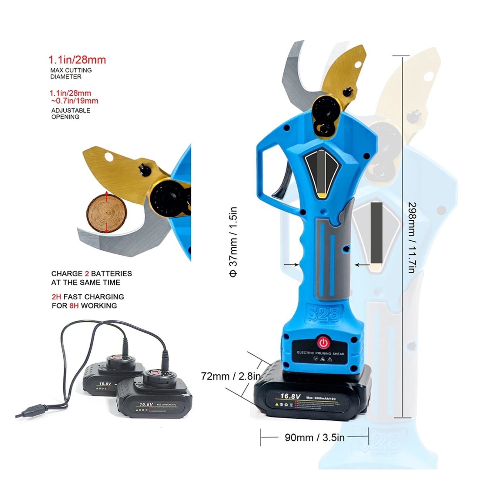 Sekatory Elektryczne Elektryczny sekator bezszczotkowy elektryczny ogrodowy do drzew owocowych gałęzie Bonsai akumulatorowy(Shears(Box))