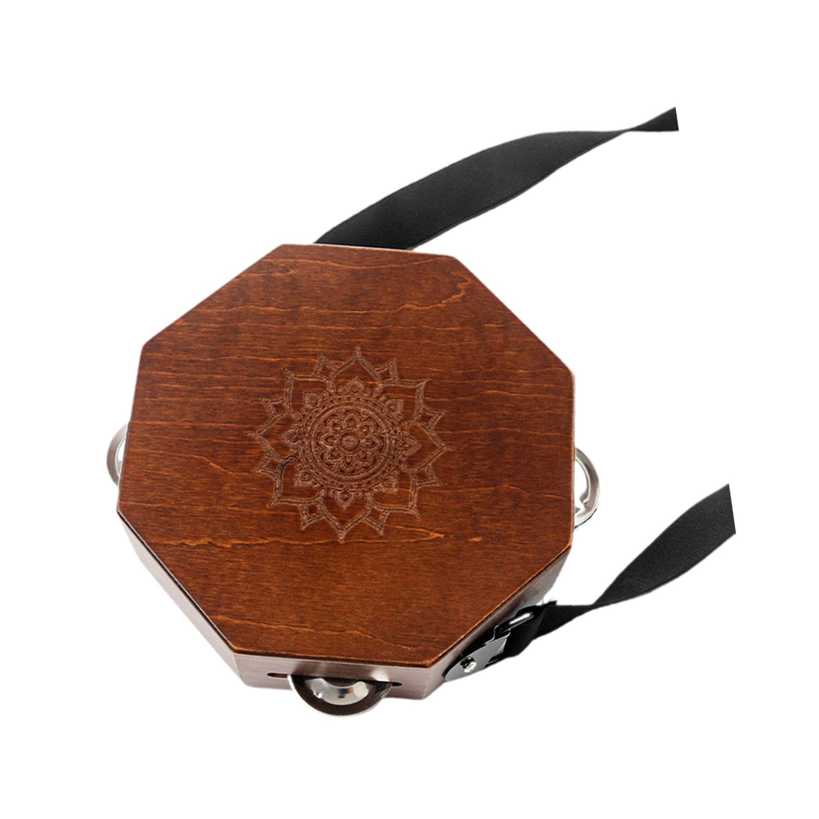 Cajón Portátil de Madera Instrumento de Percusión Caja Pequeña con Cinturón Y Platinelas Adecuado para Músicos Aprendizaje Viajes Presentac, Octágono Marrón