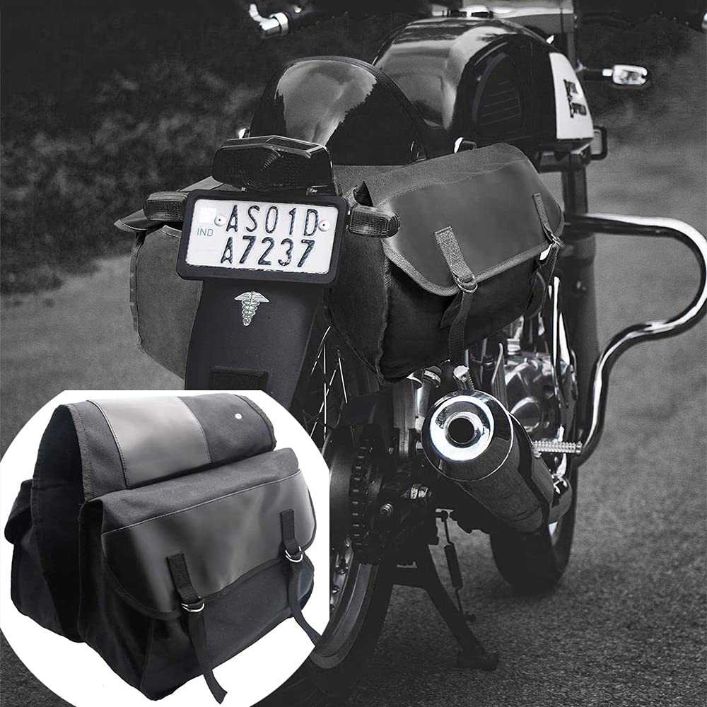 Baceyong Sac de Selle Universel pour Moto et Scooter - Grande Capacité, Réversible, en Toile, pour Voyage (Noir)
