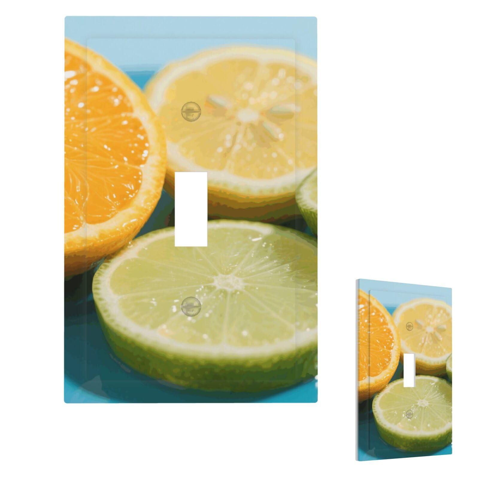 Lemon Wall Plate Cover Modern Decorative 1 Gang Light Switch Cover Unbreakable Receptacle Outlet Covers For Living Room Bedroom Home Decor Single Toggle