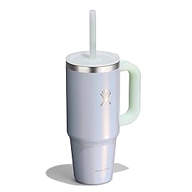 Hydro Flask 24 Oz Travel Tumbler with Handle, Lid and Straw - Insulated Stainless Steel in 24 Oz Glimmer Blue