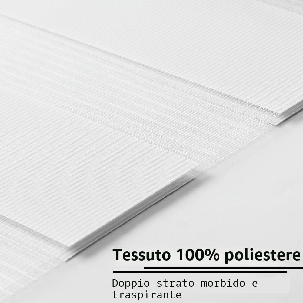 Kokorona Tende a rullo zebrate per finestre, a doppio strato, in tessuto, per porte, filtrano la luce, per la privacy, per il giorno e la notte, 60 cm di larghezza x 230 cm di altezza, bianco