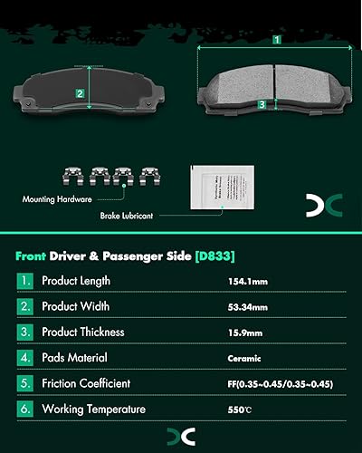 Miniatura 3 de SCITOO - Juego de 8 pastillas de freno de cerámica, juego de 8 pastillas de freno para Ford Explorer 2002-2005 para Mercury Mountaineer 2002-2005