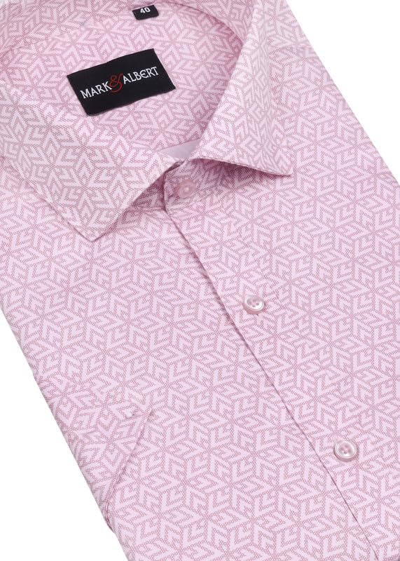 Image of MARK & ALBERT Men's 100% Cotton Printed Half Sleeves Regular Fit Shirt for Men