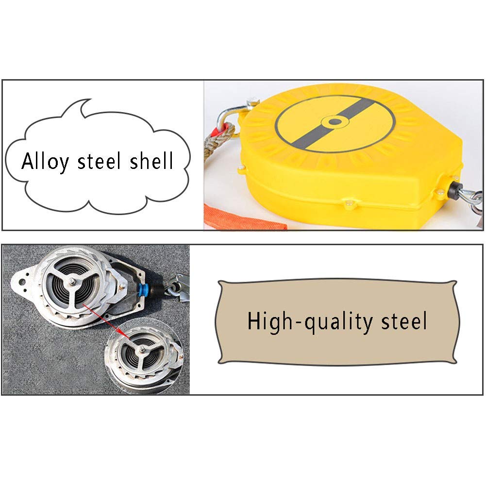 Antichute a Rappel Automatique, Longe Élastique Anti-Chute pour Industrie, Corde de Sécurité Rétractable - pour Échafaudage et Travaux Aériens, 5m/7m/10m/15m/20m/30m7m