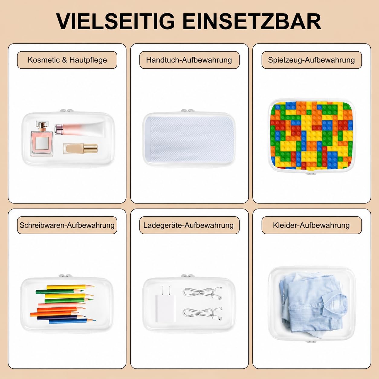 12 Stück Transparent Hartschalen Organizer Kunststoff Reisen Kosmetiktasche