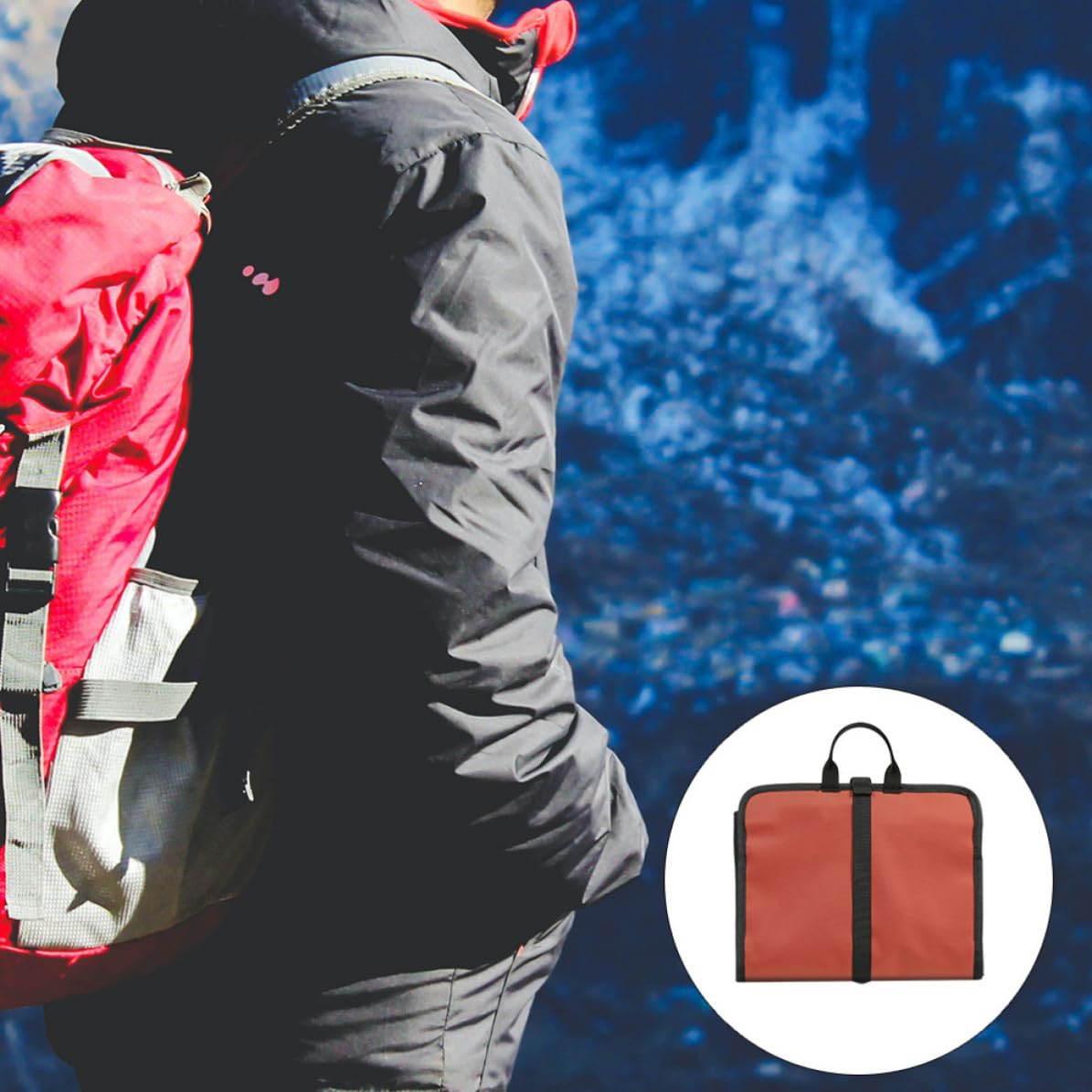 Borsa Porta Corda da Arrampicata Pieghevole in Nylon Arancia | Organizer per Attrezzatura, Portatile e Antigraffio, per Moschettone e Gancio