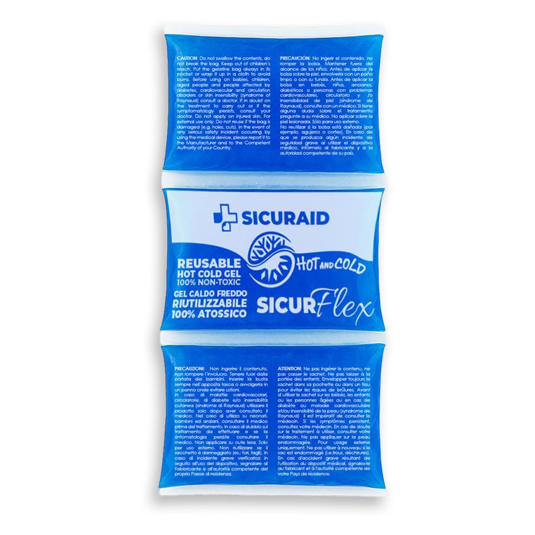SicurAid Gel Caldo Freddo Riutilizzabile FLEX | Impacco Termico Flessibile Made in Italy per Dolori Muscolari, Cervicali, Articolari e Traumi Sportivi | Ghiaccio Gel Corpo Multiuso – 1 Pezzo