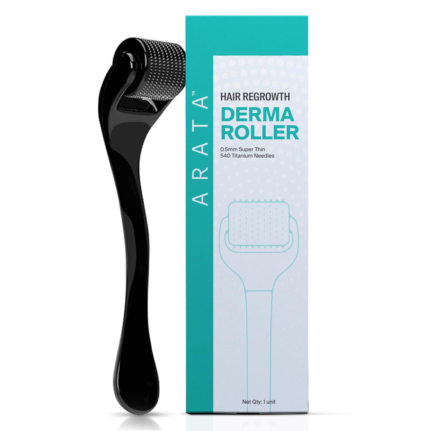 Arata Hair Regrowth Derma Roller 540 (0.5Mm) Titanium Needles|Beginner-Friendly|Activates Follicles,Boosts Collagen|For Hair Fall,Hair Growth,Bald Patches,Receding Hairline|For Men&Women,50 Grams