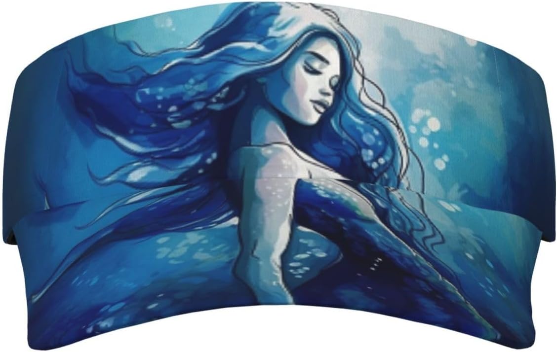 Blue Mermaid Sports Sun Visor for Men Women Adjustable Empty Top Baseball Cap Outdoor Golf Running Sun Caps