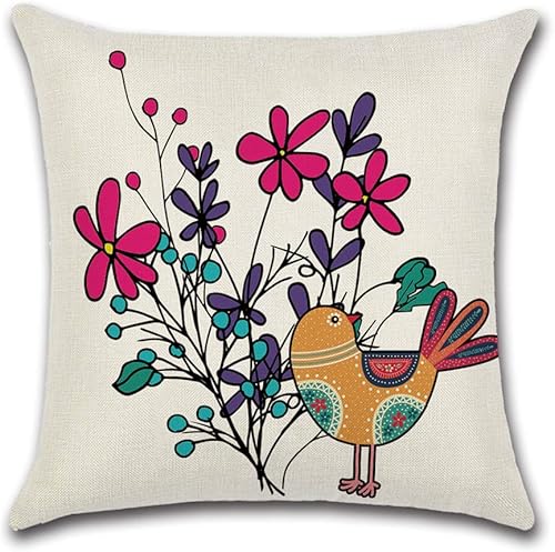 Miniatura 7 de Artscope Juego de 4 fundas de almohada impermeables de 18 x 18 pulgadas, fundas de cojín decorativas con patrón de pájaro, perfectas para