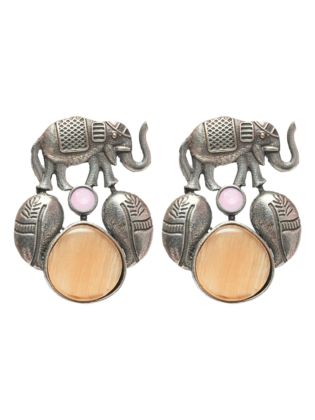 VENI Womens Casual 92.5 Oxidised Elephant Stud Post and Back Earring | Stud Silver Plated Fancy Latest Earrings For Girls (Pink and Silver) (B0CVQ2XMN8) Amazon Price History, Amazon Price Tracker