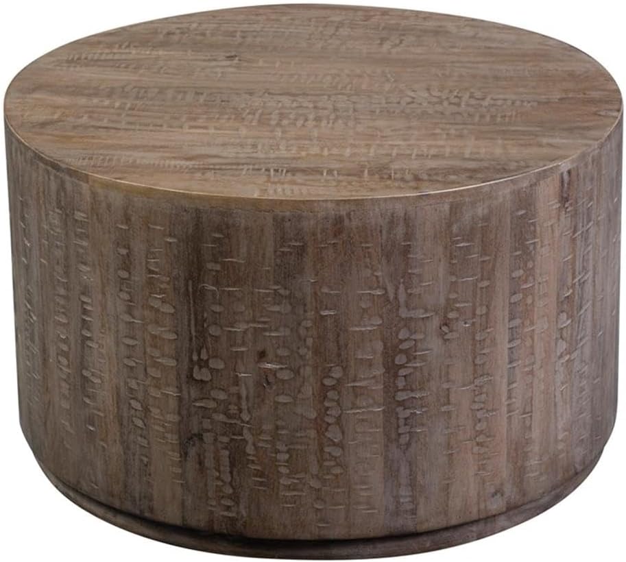 Drum Coffee Table, Round, Gray