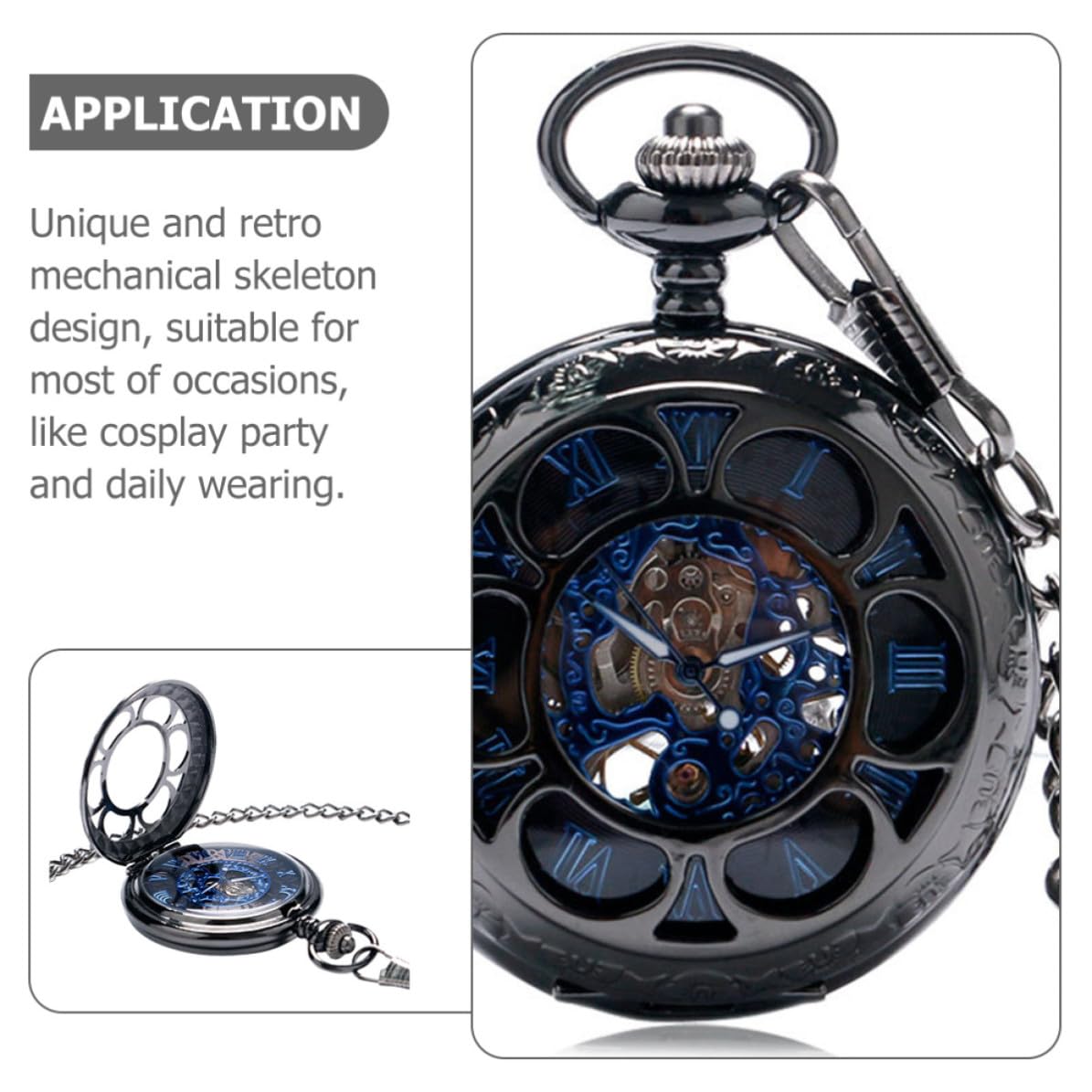 INOOMP Reloj de Bolsillo Mecánico Retro Números Romanos y Estructura Resistente, Diseño Vintage Portátil para Uso Diario