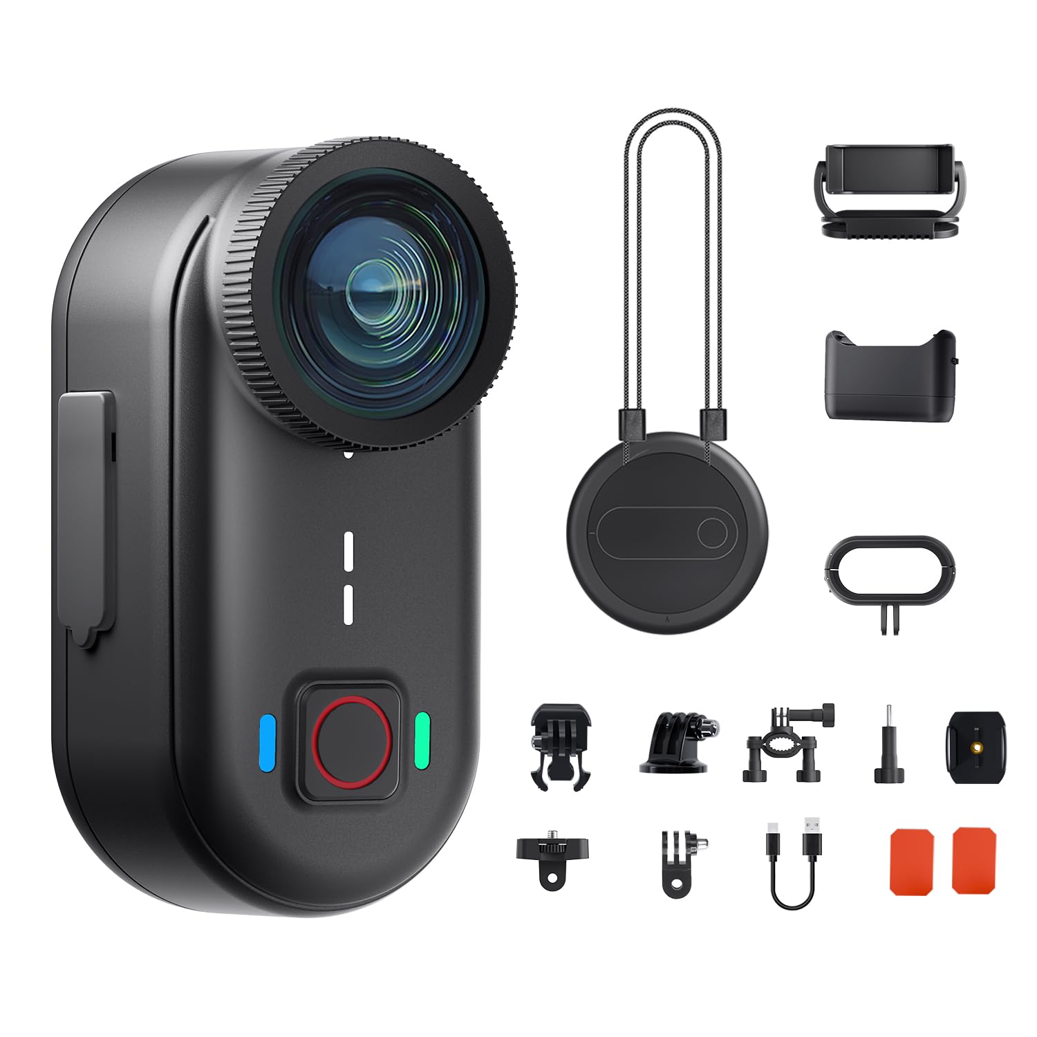 Apexcam K80 4K mini Action cam POV bodycam EIS Bildstabilisierung WLAN 10m wasserdichte Unterwasserkamera mit integriertem 64GB Speicherplatz, Vlogging Camera für Radfahren, Reisen