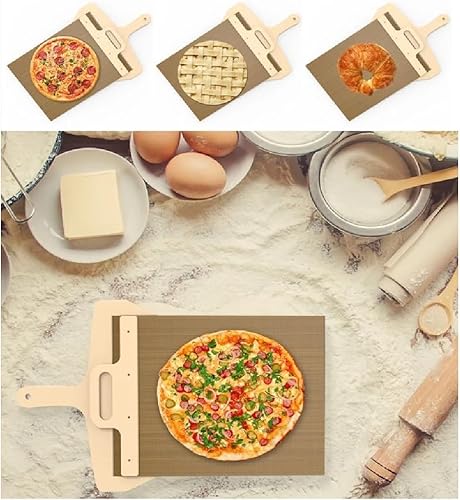 Miniatura 3 de Pala deslizante de pizza de 22 pulgadas para pizza de transferencia súper fácil, deslizador antiadherente para pizza, pala mágica para pizza con