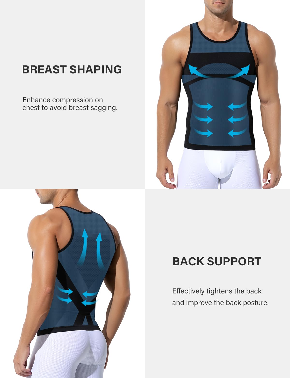 Arjen Kroos Pack de 2 Camiseta Compresión Hombre, Faja Reductora Hombre, Camiseta Tirantes Abdomen Plano