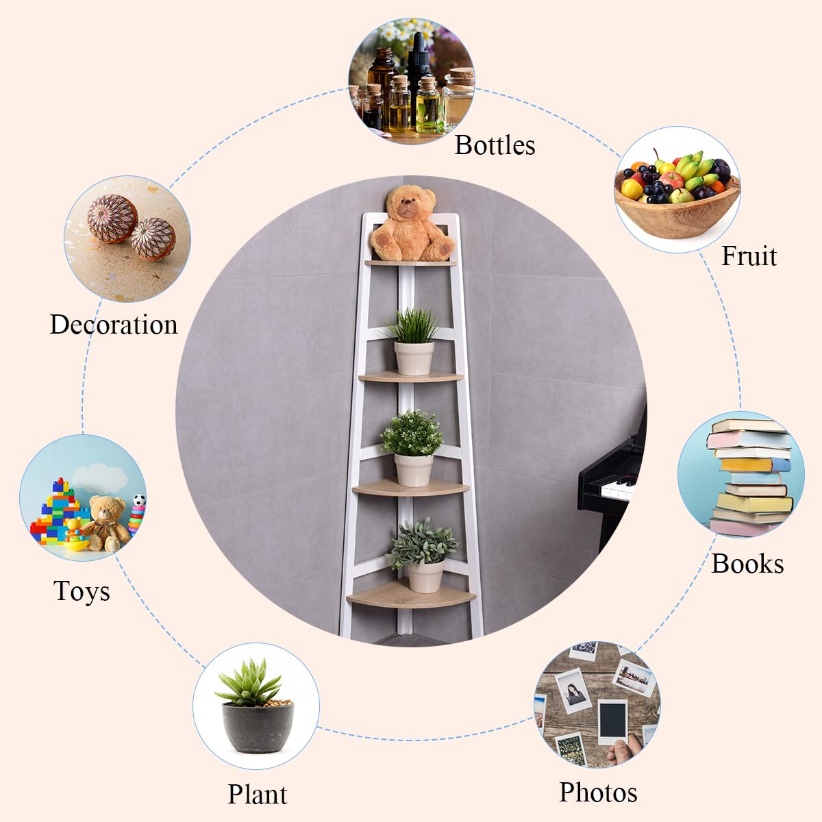 Étagèr D'angl Lstijärvi 4 Nivaux Pour Sall D Bain Ou Cuisin 80 X 23 X 23 Cm [n.casa] Au Millur Prix