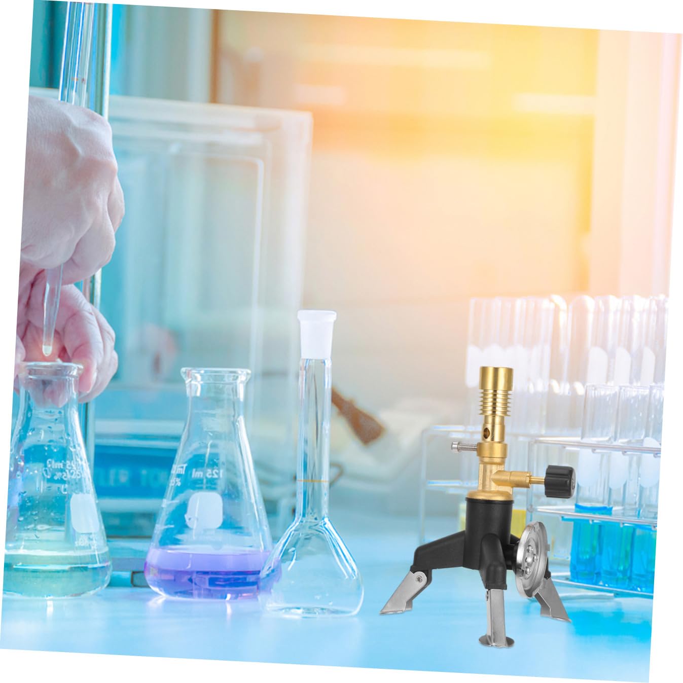 Becco Bunsen Portatile in Ottone Torcia Gas Leggera Multifunzionale per Laboratorio e Uso Esterno Strumento Versatile per Professionisti e Hobbisti