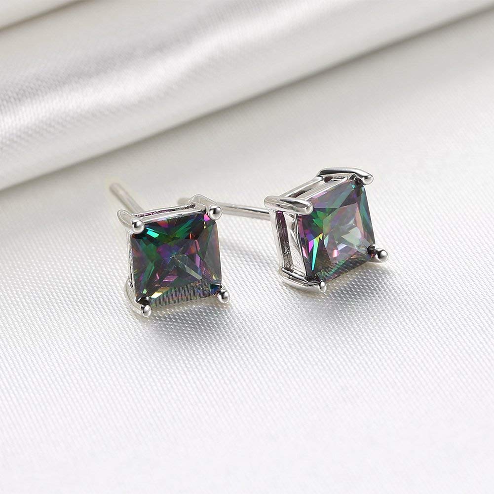 Amazon.com: ZX Round Cut Rainbow Topaz Gemstone Stud