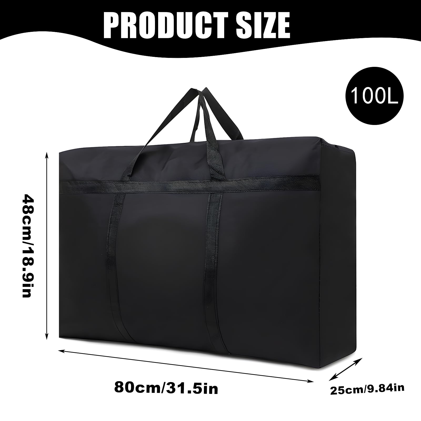 LURVOUS 100L Large Storage Bags with Zips, Moving Bags Packing Bags Clothes Storage Bag Under Bed Storage - Image 2