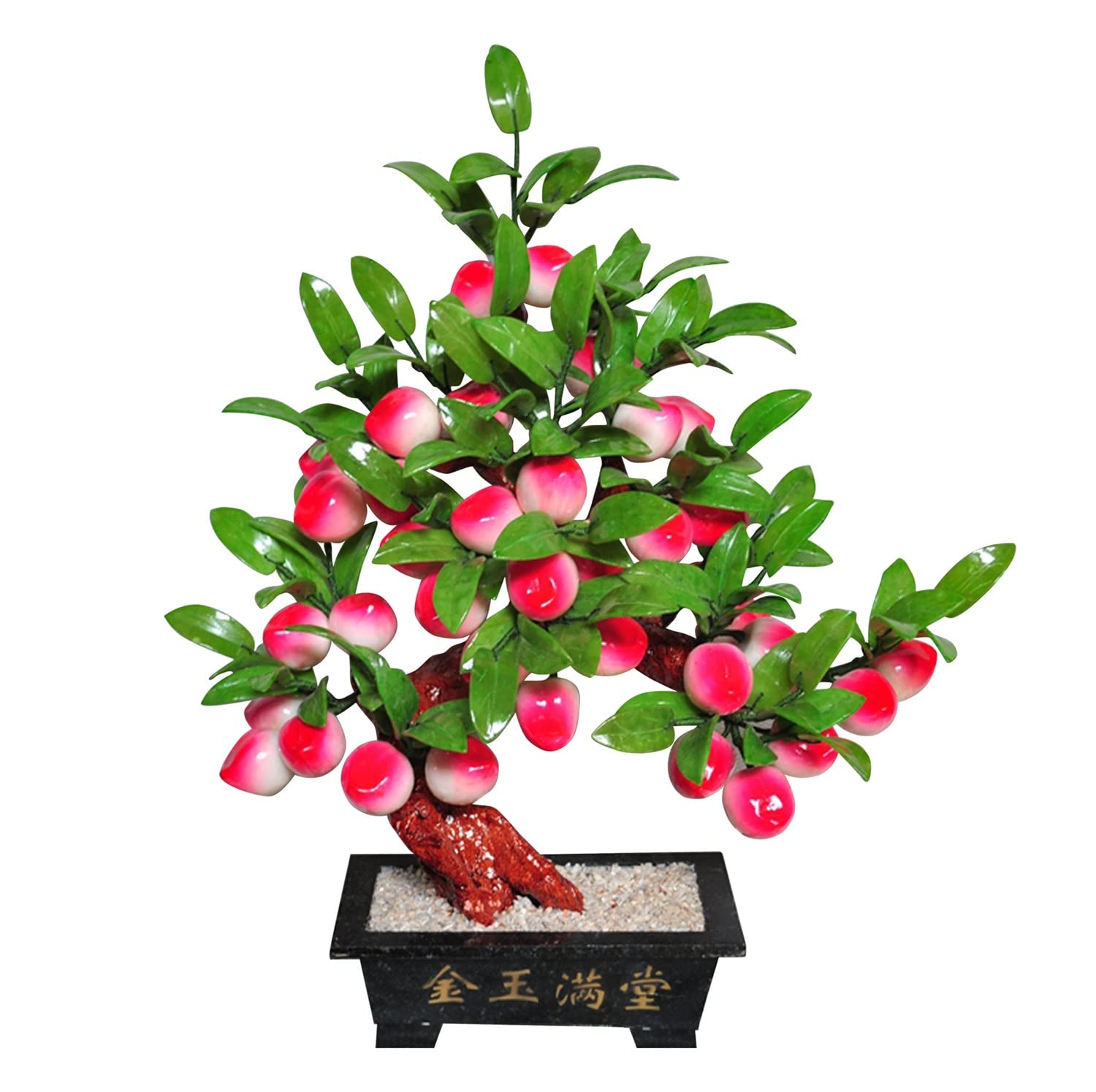 Amazon｜桃の木天然翡翠盆栽翡翠彫刻フラット桃手工芸品クリエイティブ