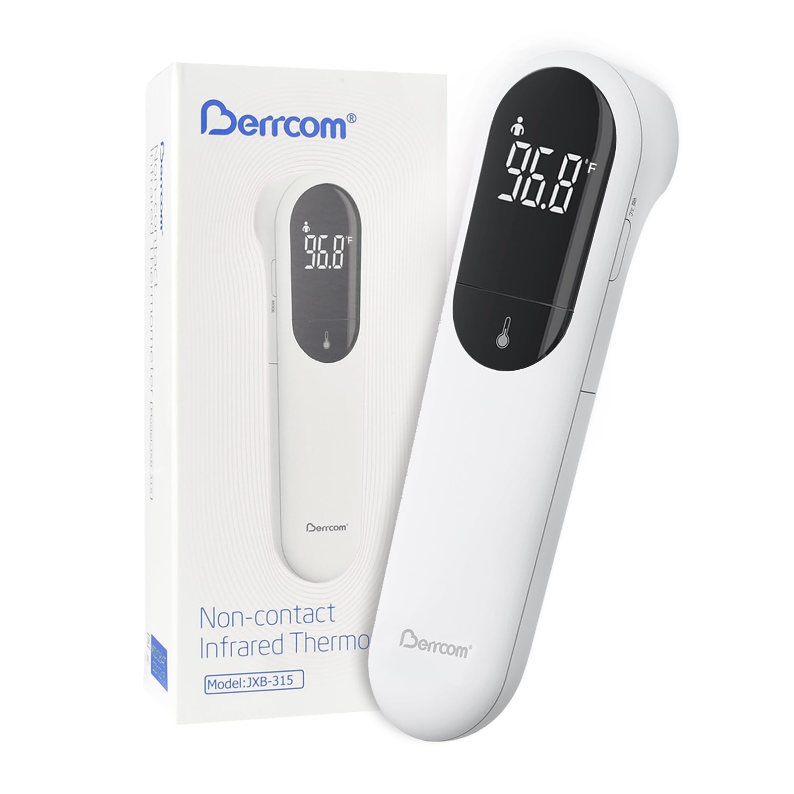 Berrcom Dual Probe Forehead Thermometer - No Touch Digital Thermometer for Adults, Kids, Babies with LED Display, Fever Alarm & Fast Reading