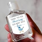 Hand Sanitizer Labels Thank You for Showering Our Little One with Love Stickers, Baby Shower Favor Party Favors Boy., Blue,1.26inches x 1.39inches