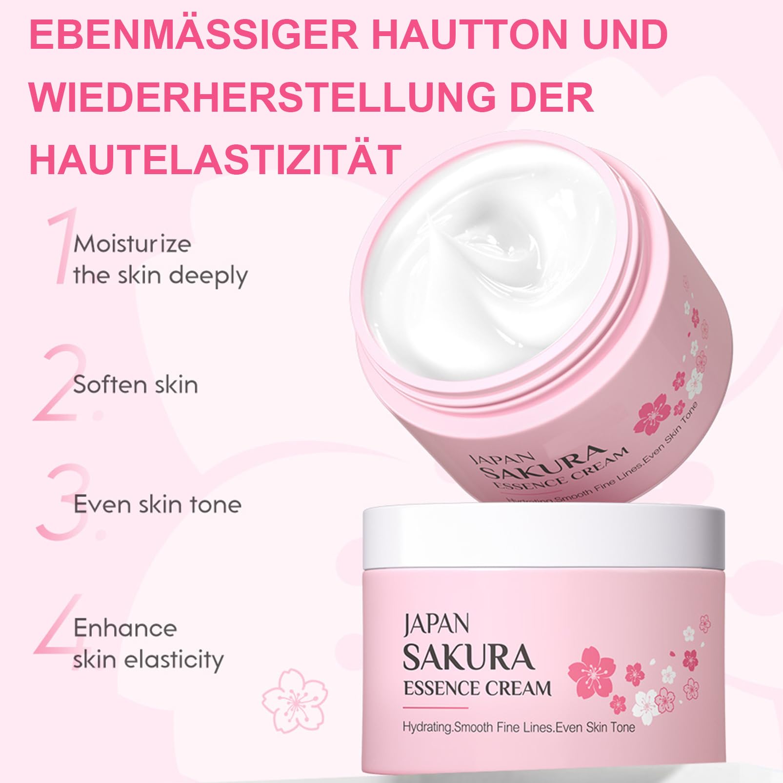Japan Sakura zestaw do pielęgnacji skóry dla nastolatek i dziewcząt – Sakura Skin Care, zestaw do pielęgnacji twarzy, nawilżający zestaw upominkowy dla kobiet – z maską błotną, serum, kremem, kremem