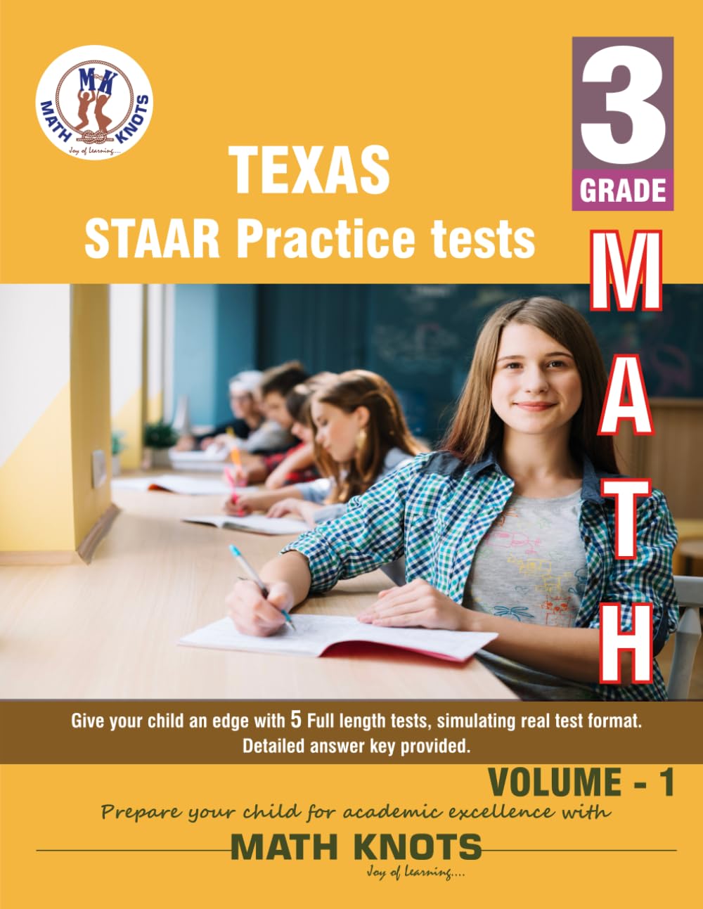 Texas State (STAAR) , 3rd Grade MATH Practice Tests ,Volume 1