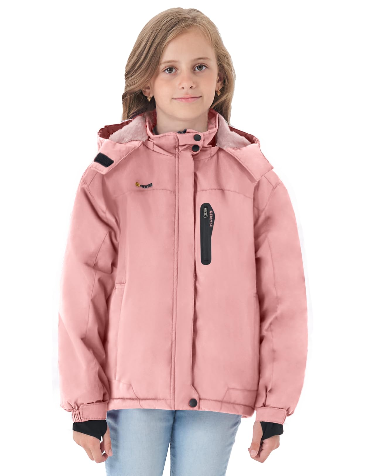 GEMYSE Bambine Giacca da Sci Impermeabile Pile Antivento Giacche Ragazze invernale Cappotto con Cappuccio