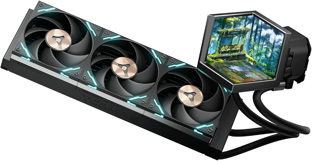 EXIT D3 PRO Black 360 ARGB AIO CPU Cooler – 3.95" Triple-Screen Display with Glasses-Free 3D Visual Effects, Supports Intel LGA 1851/1700 & AMD AM5/AM4 — 사진 1