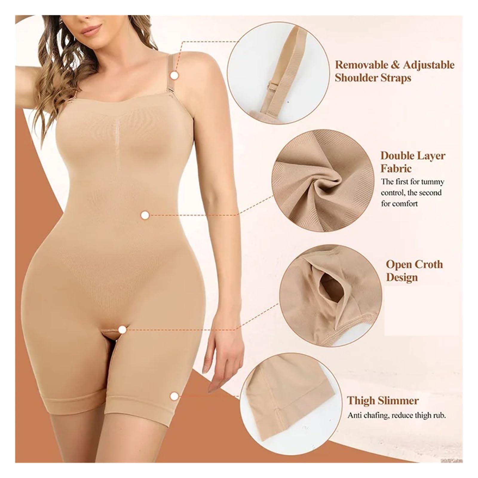 Body Modellante da Donna, Modellante per Glutei, Senza Spalline, Senza Cuciture, a metà Coscia, Taglie Forti, per l'allenamento (Style15 XXLarge)