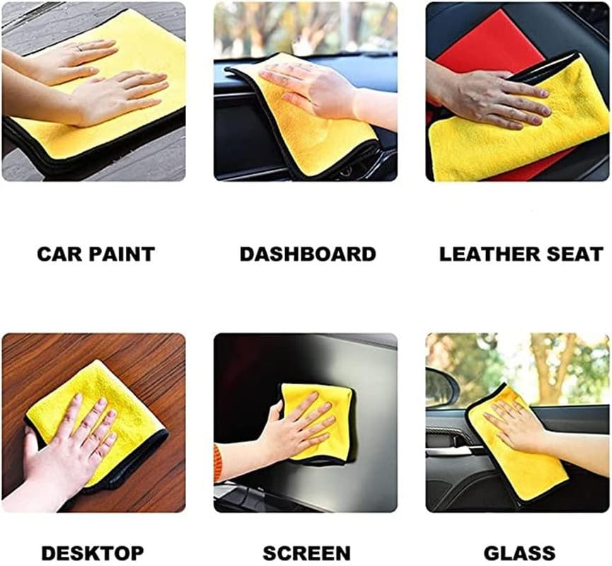 Image of Microfiber Cloth for Car Cleaning and Detailing Double Sided Microfiber Towel Car & Bike Soft Car Wash Cloth, 500 GSM (Size 40cm x 40cm) Pack of 4