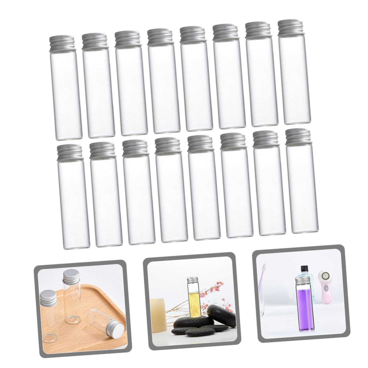30piezas De Ensayo De Vidrio Transparente Con Tapa De Rosca De Frascos Pequeños Para Muestra De Laboratorio Almacenamiento De y Cuentas
