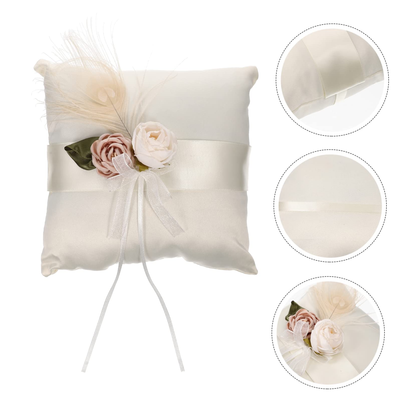Cojín De Anillos De Bodas Decorativo Flores De Satén Almohada Moderna Para Ceremonias Soporte Para Joyas y Decoración De Compromiso Para Fotografía y Eventos