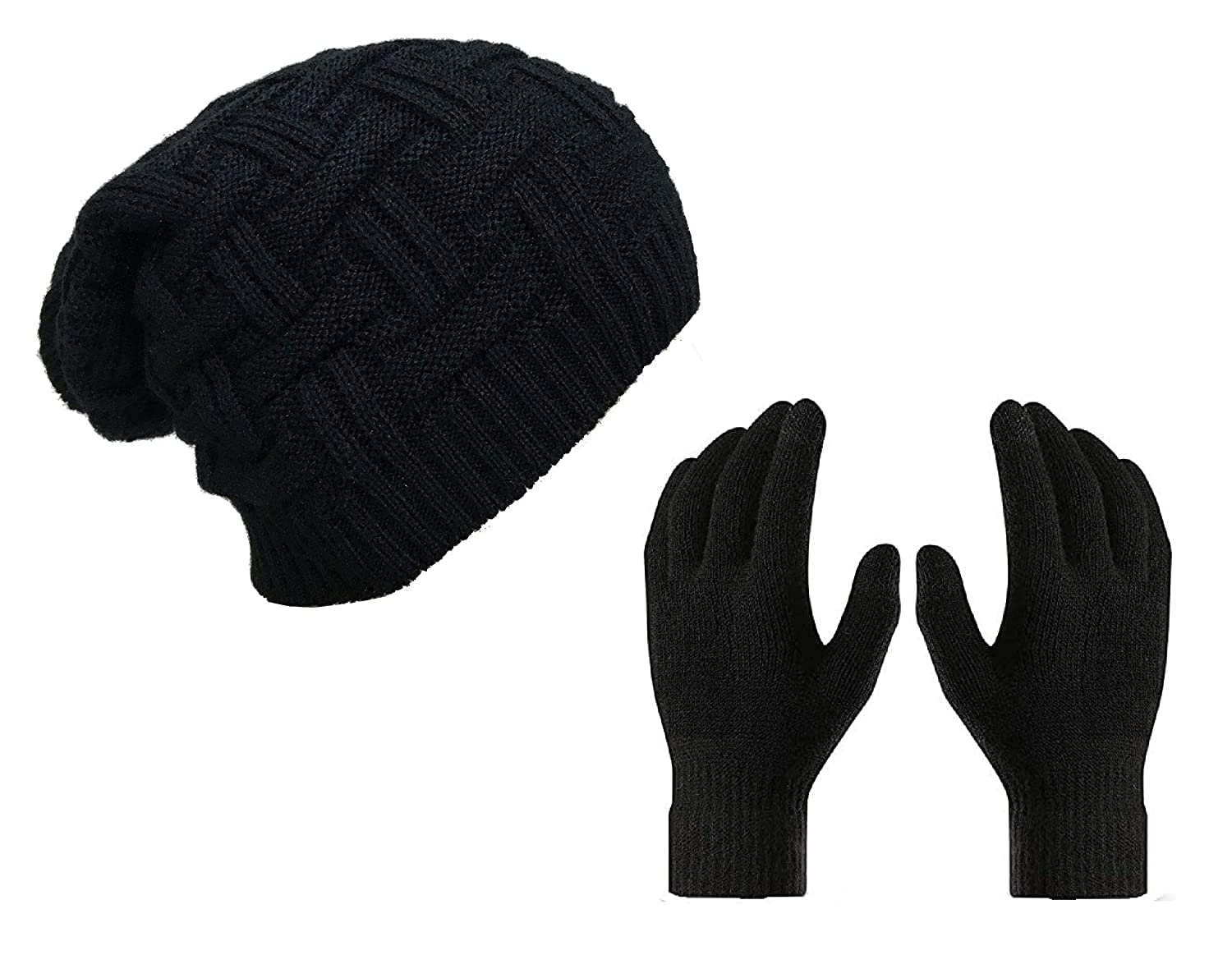 Unisex Knit Woolen Beanie Cap and Woolen Gloves Set for Men & Women-picture-53