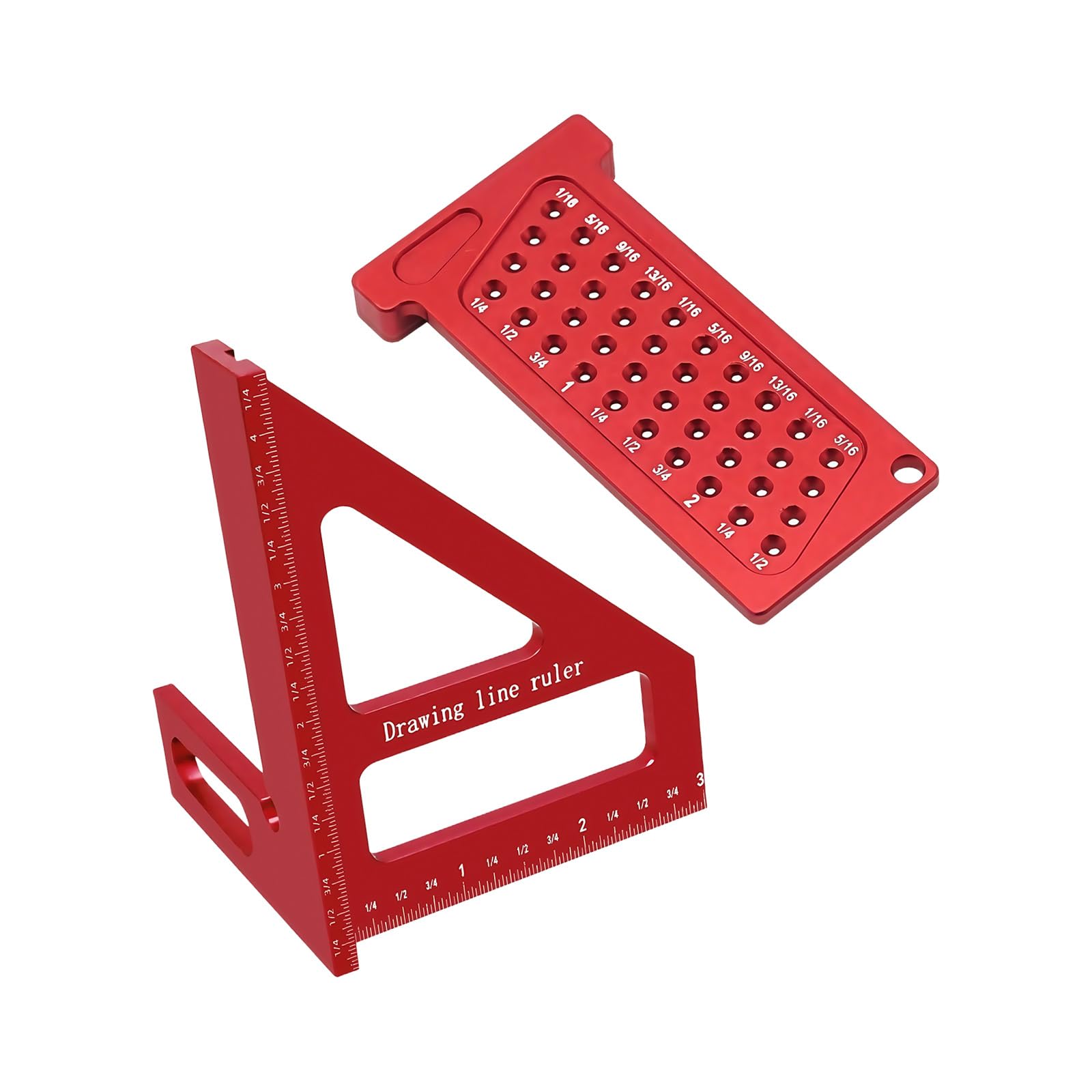Multifunctional Aluminum Alloy Woodworking Ruler Triangular Scale T Hole Gauge Angle Measurement Layout Measurement Workshop Ruler