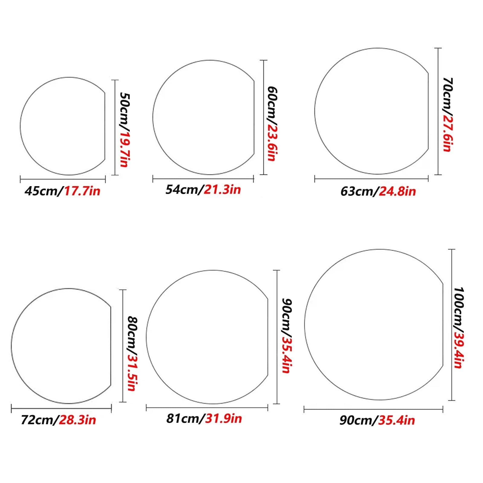 Duże naścienne lusterko do makijażu Half Moon z oświetleniem LED, dekoracyjne lustro łazienkowe HD, inteligentne podświetlenie, 3 opcje kolorów, idealne do pielęgnacji i pielęgnacji.