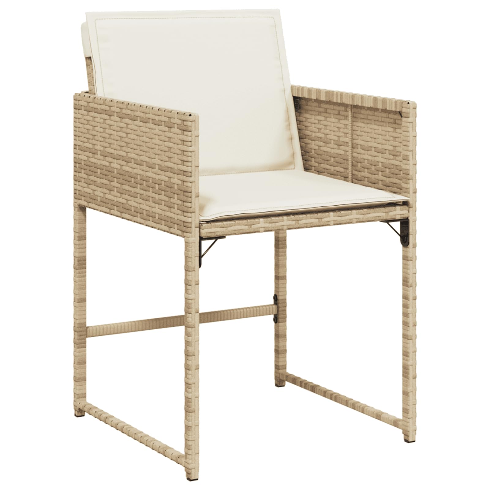 Gecheer Set da Pranzo Giardino 11 Pezzi, Sedie Ribaltabili con Cuscini Spessi in Polyrattan Beige, Arredo da Esterno Salvaspazio per Pranzo all'Aperto