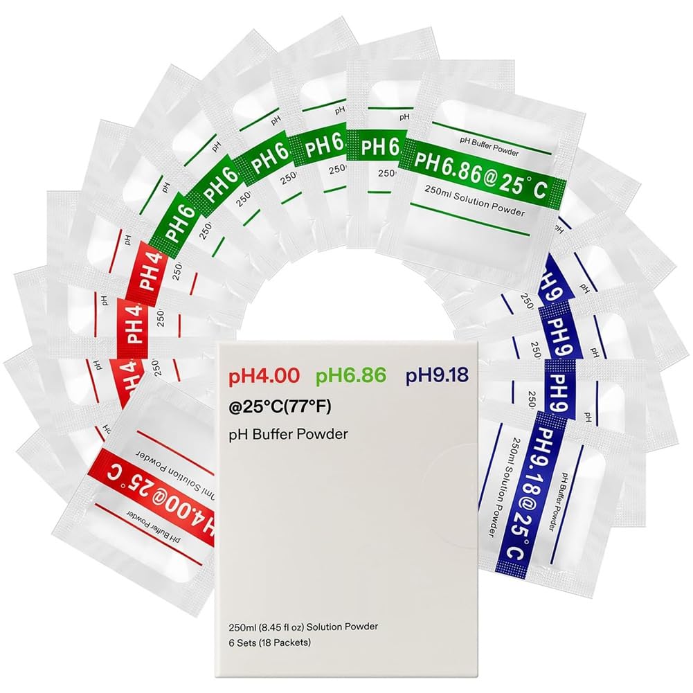 OTDOGUO 18-Pack PH Meter Buffer Solution Powder, PH 6.86/4.00/9.18, PH Buffer Powder for Precise & Easy PH Tester Calibration