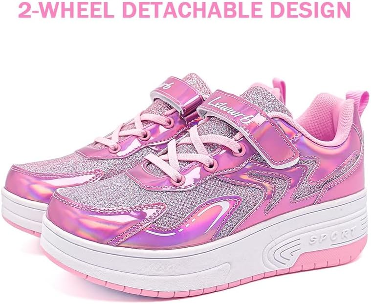 Wooowyet Roller Skate Shoes for Kids Boys Girls Rechargealbe Wheels Sneakers Fashion Roller Wheeled - Image 2