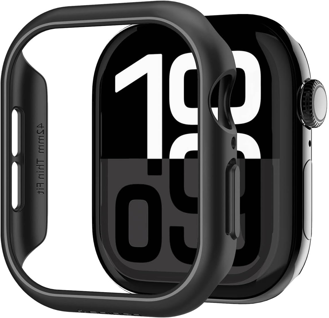 for Apple Watch Series 11 Case, Thin Fit Compatible with Series 11/10 42mm Lightweight Shockproof Bumper Scratch-Resistant Hard PC Cover Accessories - Black