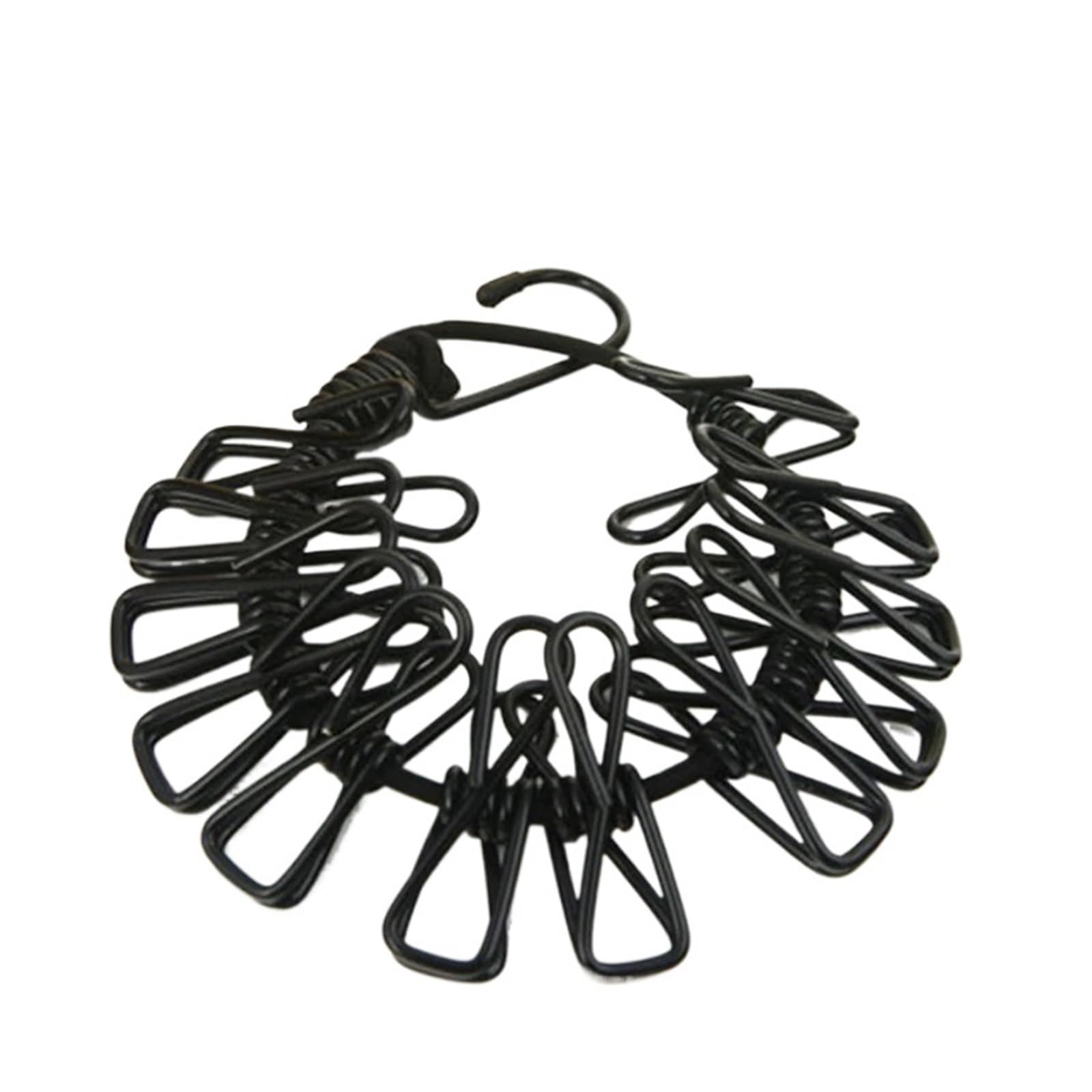 Laundry Line Fabric Clothesline With 12 Clips Portable With Retractable Dryer Drying Rack (For Outdoor Use) Balcony Garden(Black)