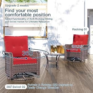 Kullavik 3 Pieces Patio Furniture Set,Outdoor Swivel Rocking Chairs Porch Furniture Patio Rattan Chairs with Table Kullavik 3 Pieces Patio Furniture SetOutdoor Swivel Rocking Chairs Porch Furniture Patio Rattan Chairs with Table
