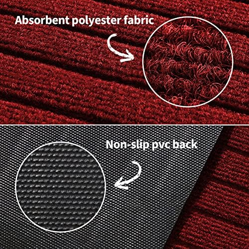 ybaymy Rubber Runner Rugs 300x90cm hallway runner non slip Heavy Duty Non-Slip Entrance Rugs Dirt Trapper Door Mats Washable for Hall, Kitchen,Office, Hotel Entrance Dark Red