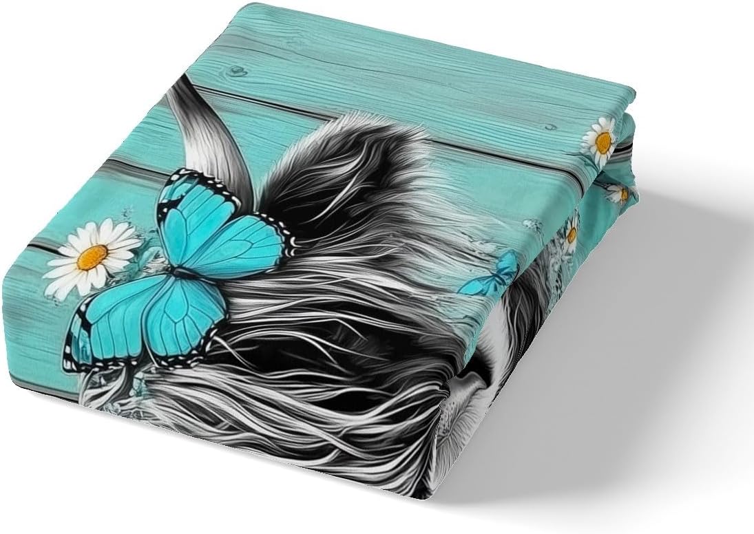 Farmhouse Cow Wild Animals Full Size Fitted Sheet No Top Sheet,Rustic Country Wooden Board 3 Pieces Kids Teenager Room Decor Highland Cattle Pocket 2 Pillowcases